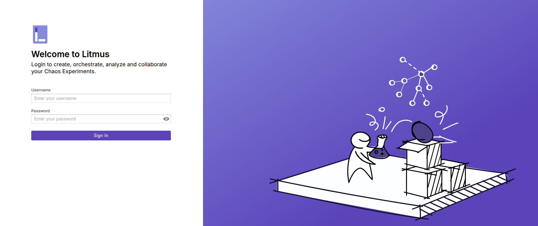 Litmus login screen